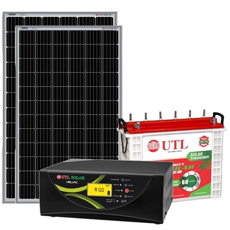 UTL Solar Combo Heliac Solar Inverter HL1050 with 150Ah Solar Battery & UTL 225W mono panel 2Nos Combo Pack